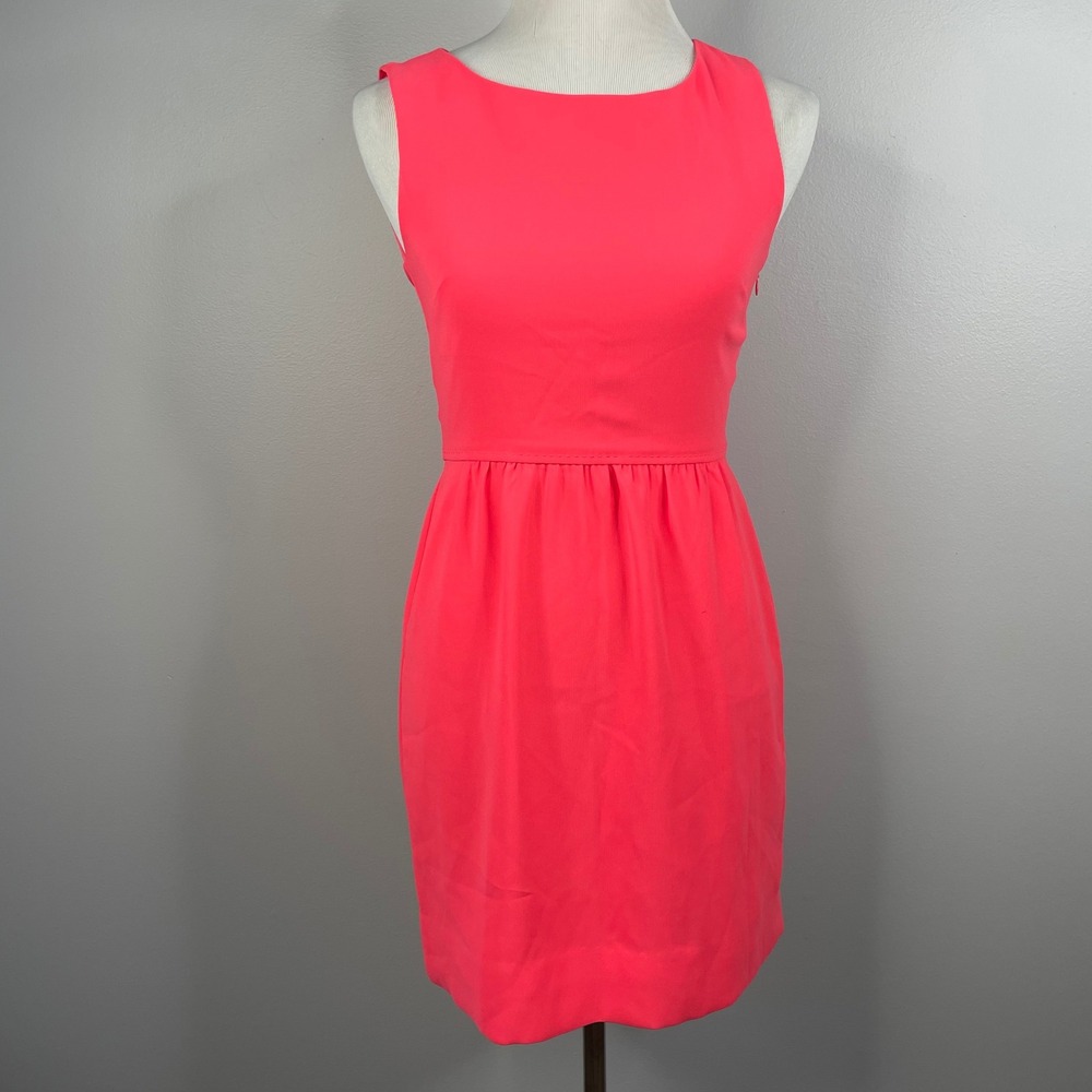 J.Crew Neon Pink Sleeveless‎ Fit and Flare Dress Size 0 Style 58579 SP 13